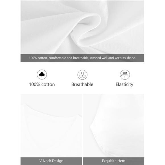 Women's V-Neck T-Shirts – Summer Cotton Tops with Short and Long Sleeves - Picture 5 of 7